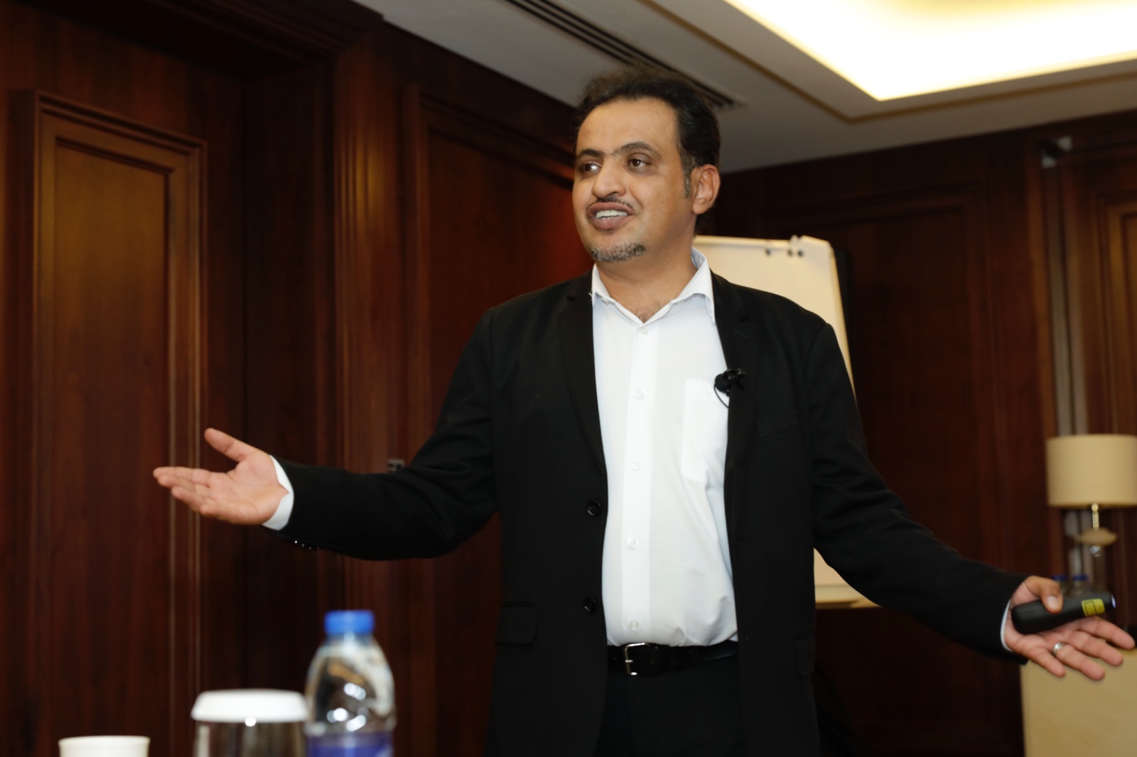 Mohammed Qahtani speaking to the audience at Taj Dubai