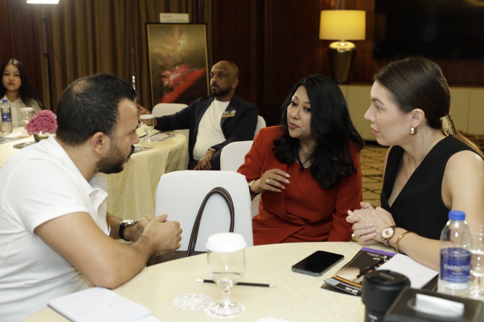 Participants in conversation during the masterclass networking session